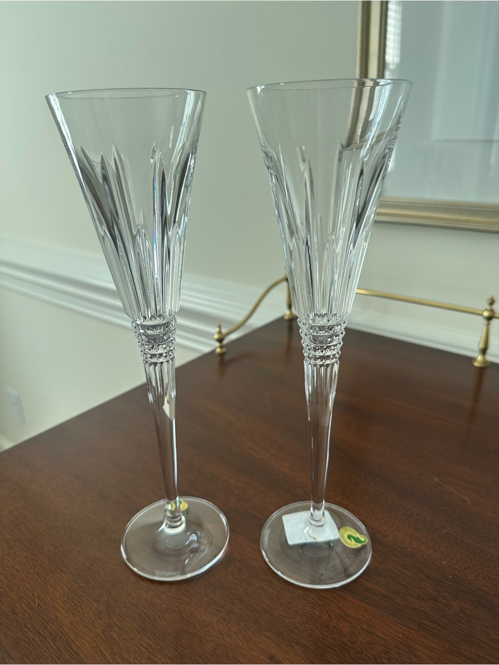Waterford Crystal Lismore Pair of Clear Crystal Champagne Toasting Flutes